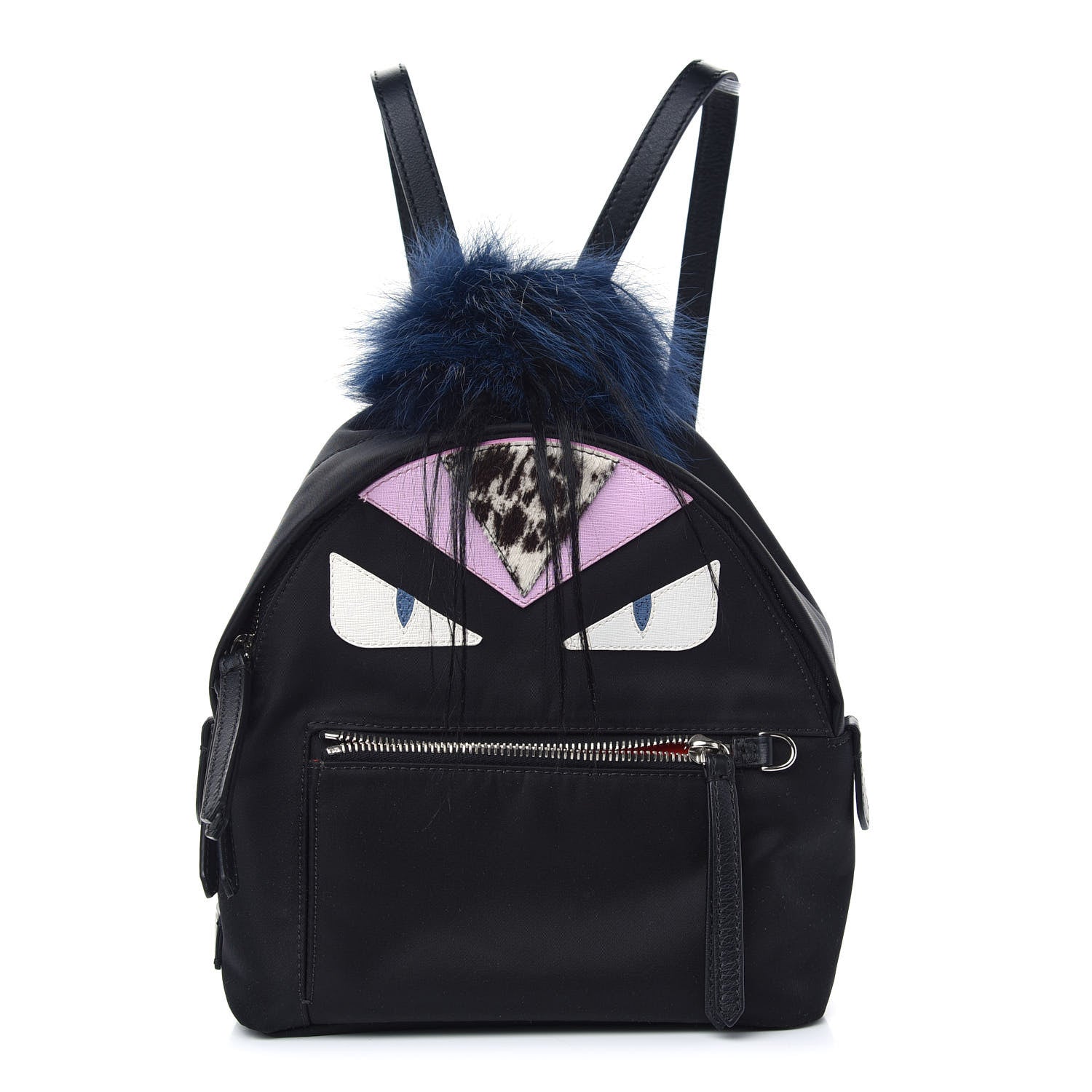 Fendi Nylon Vitello Fox Goat Fur Monster Eyes Mini Backpack Black Multicolor Sky 1 of 10