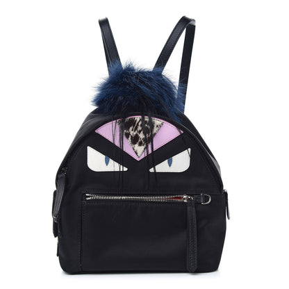 Fendi Nylon Vitello Fox Goat Fur Monster Eyes Mini Backpack Black Multicolor Sky 1 of 10