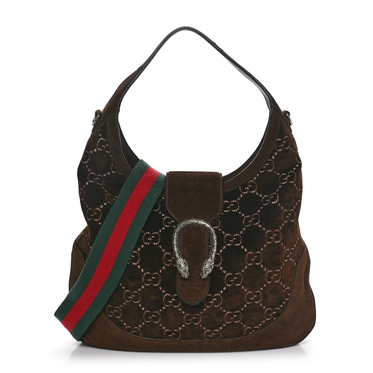 Gucci Velvet GG Monogram Web Medium Dionysus Hobo Brown 1 of 10