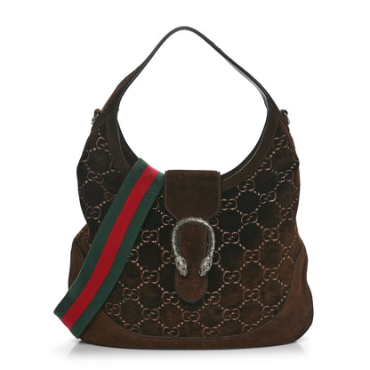 Gucci Velvet GG Monogram Web Medium Dionysus Hobo Brown 1 of 10