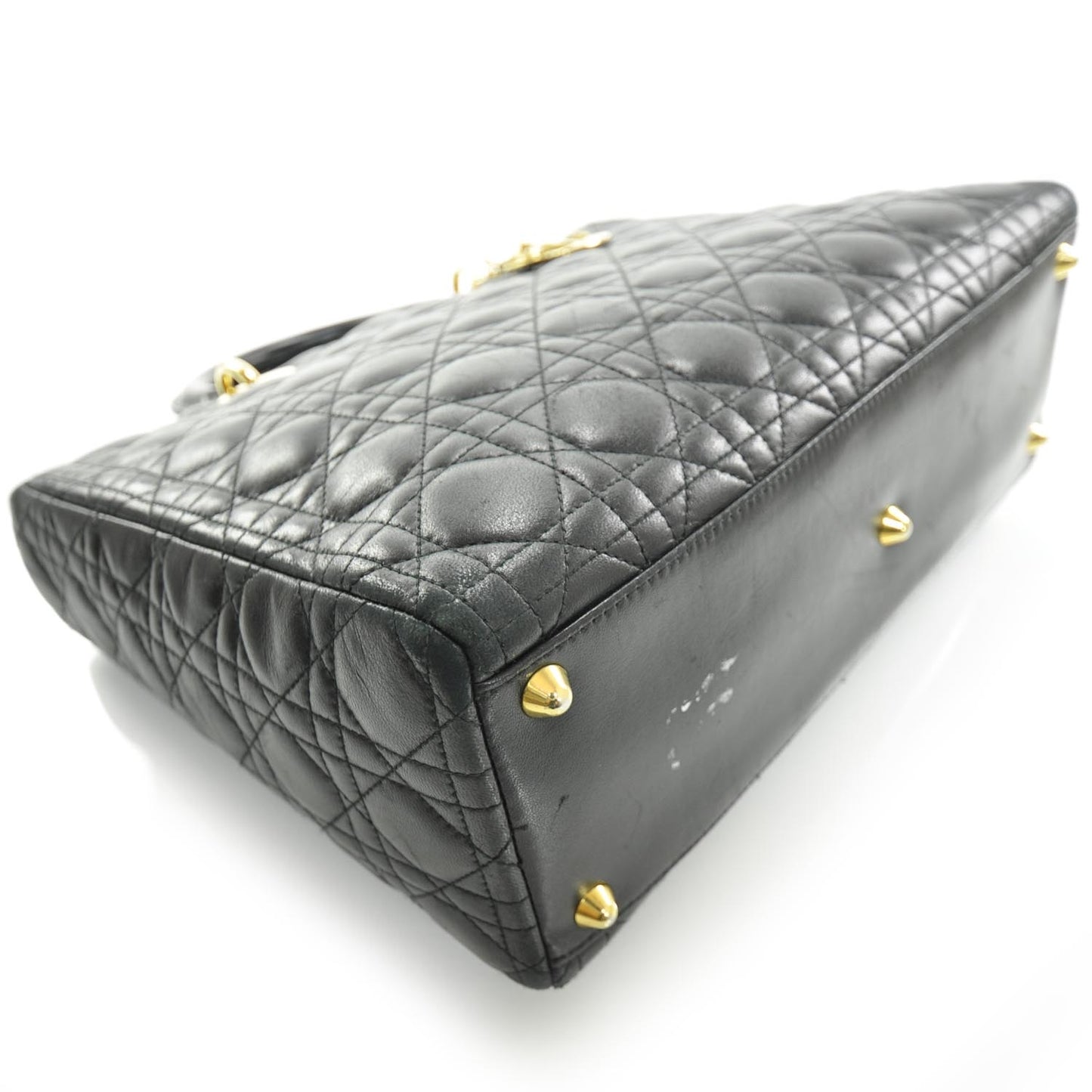 Leather Cannage Large Lady Dior Black