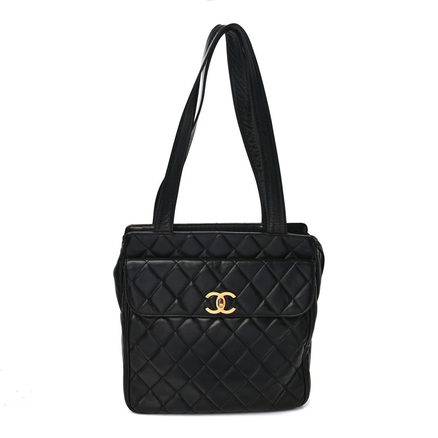 Chanel Lambskin Quilted CC Shoulder Bag Navy 1 of 10