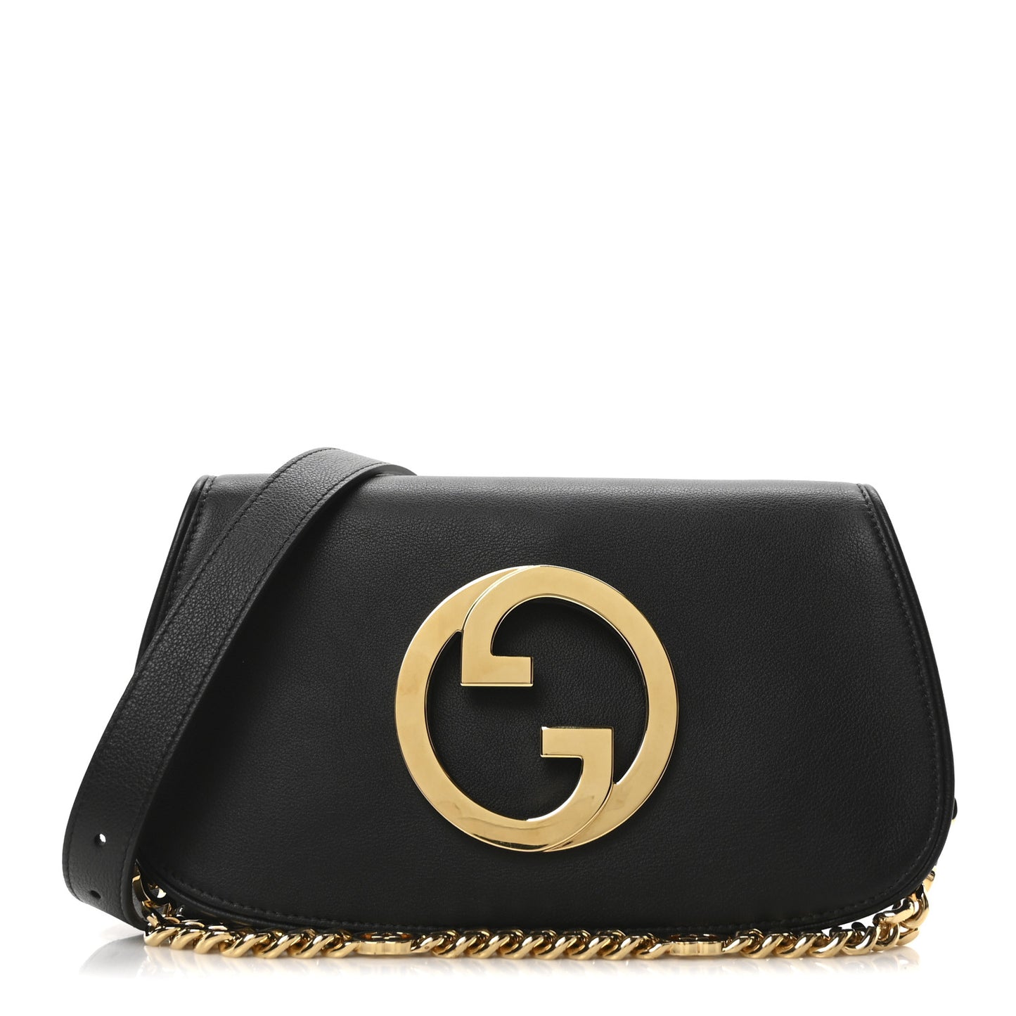 Roxy Calfskin Blondie Chain Shoulder Flap Bag Black