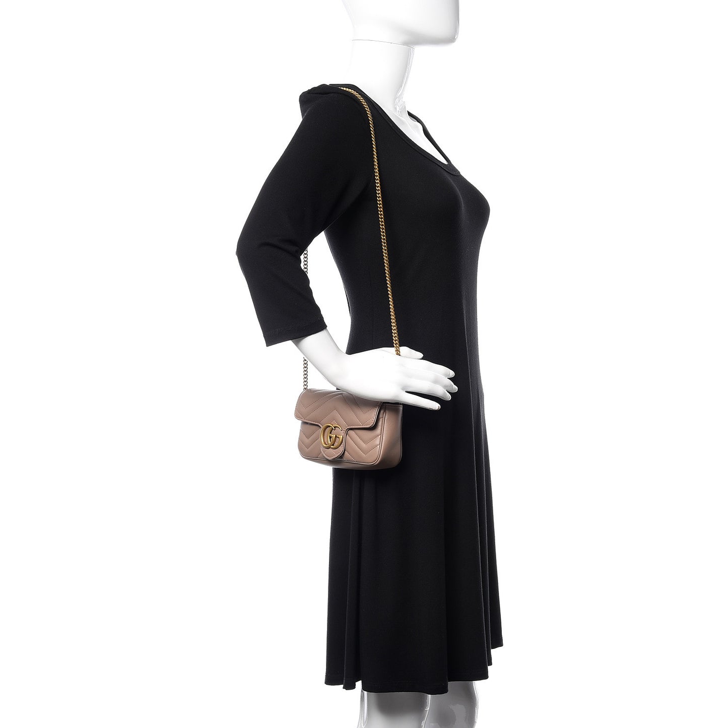 Calfskin Matelasse Super Mini GG Marmont Shoulder Bag Porcelain Rose
