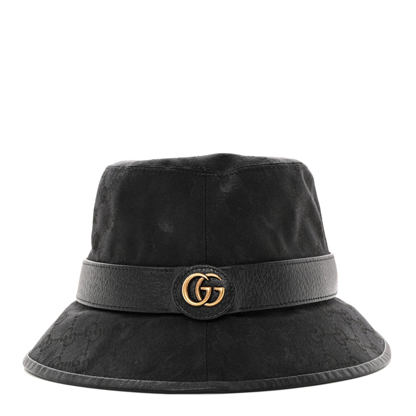 Monogram Textured Dollar Calfskin GG Jago Bucket Hat Black