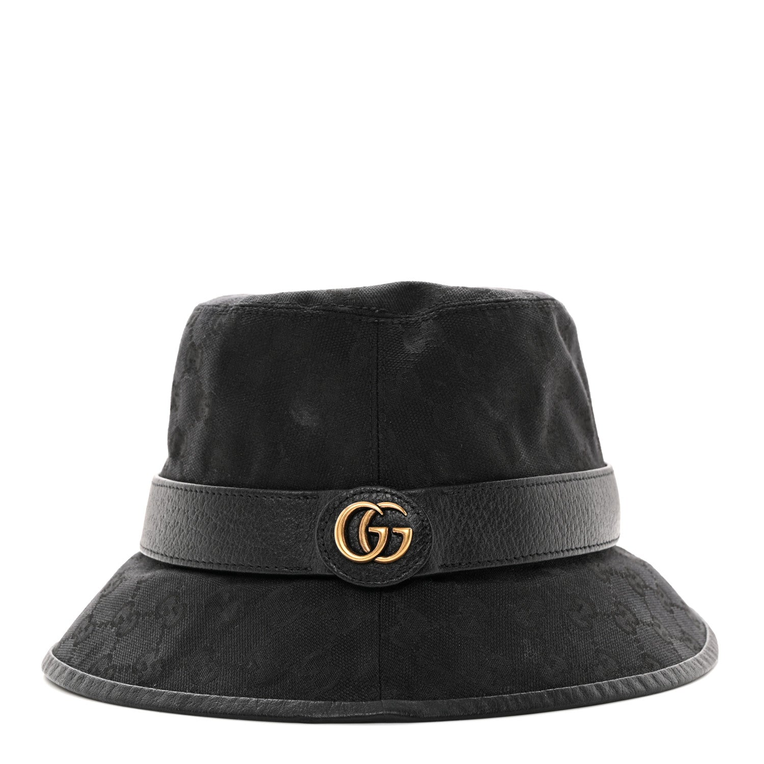 Gucci Monogram Textured Dollar Calfskin GG Jago Bucket Hat Black 3 of 11
