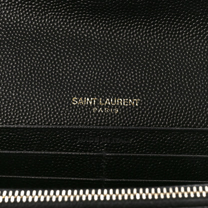 Saint Laurent Grain De Poudre Matelasse Chevron Monogram Flap Wallet Black 6 of 10