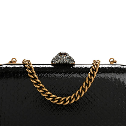 Gucci Snakeskin Crystal Tiger Broadway Clutch Black 8 of 12