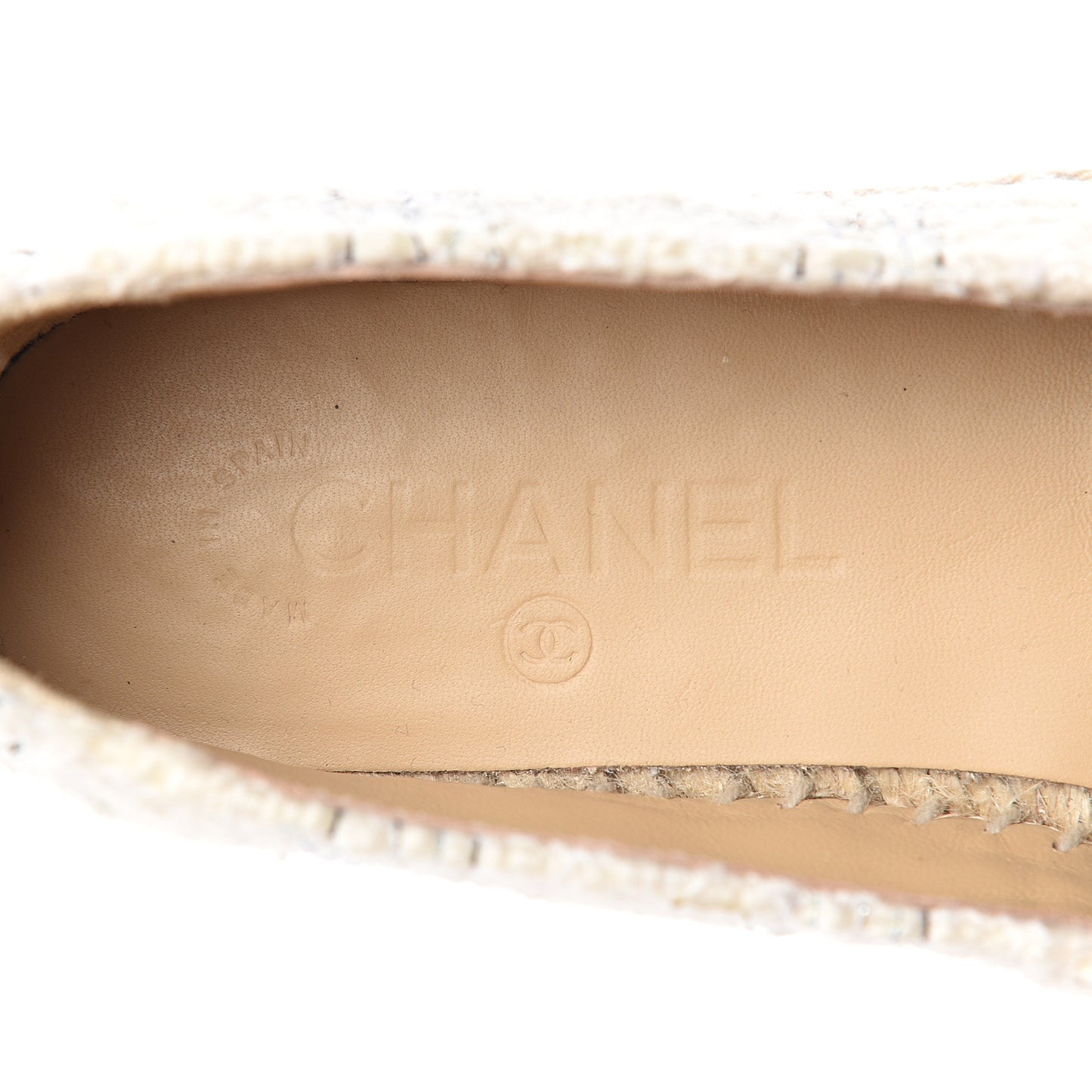 Tweed CC Espadrilles 38 Ecru White Blue Black