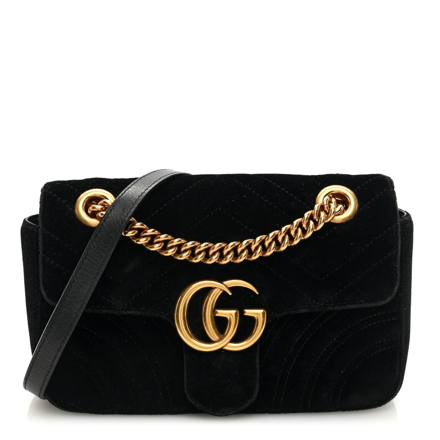 Velvet Matelasse Mini GG Marmont Shoulder Bag Black