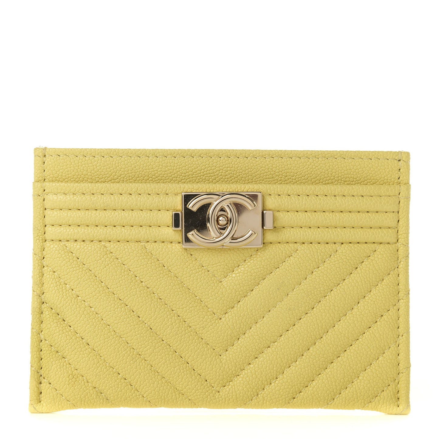 Caviar Chevron Quilted Boy Card Holder Yellow