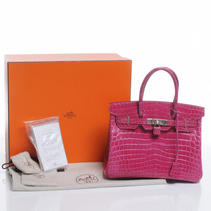 Hermes Niloticus Crocodile Birkin 30 Rose Tyrien 5 of 9