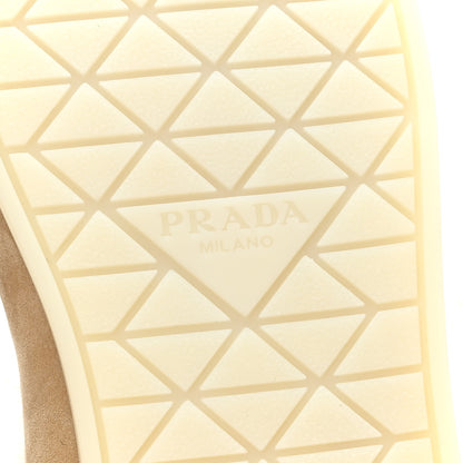 Prada Suede Shearling Triangle Logo Loafer 39 Ecru 7 of 9