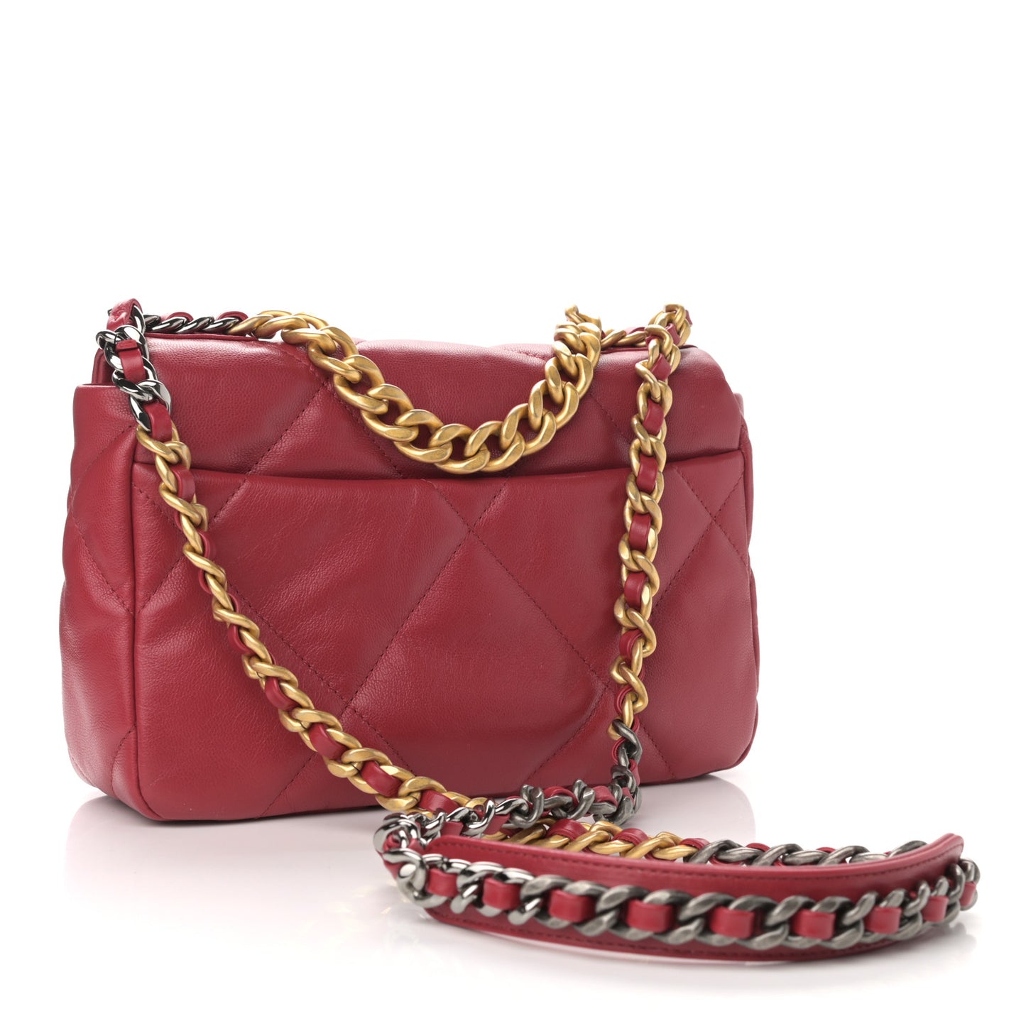 Goatskin Quilted Medium Chanel 19 Flap Dark Pink
