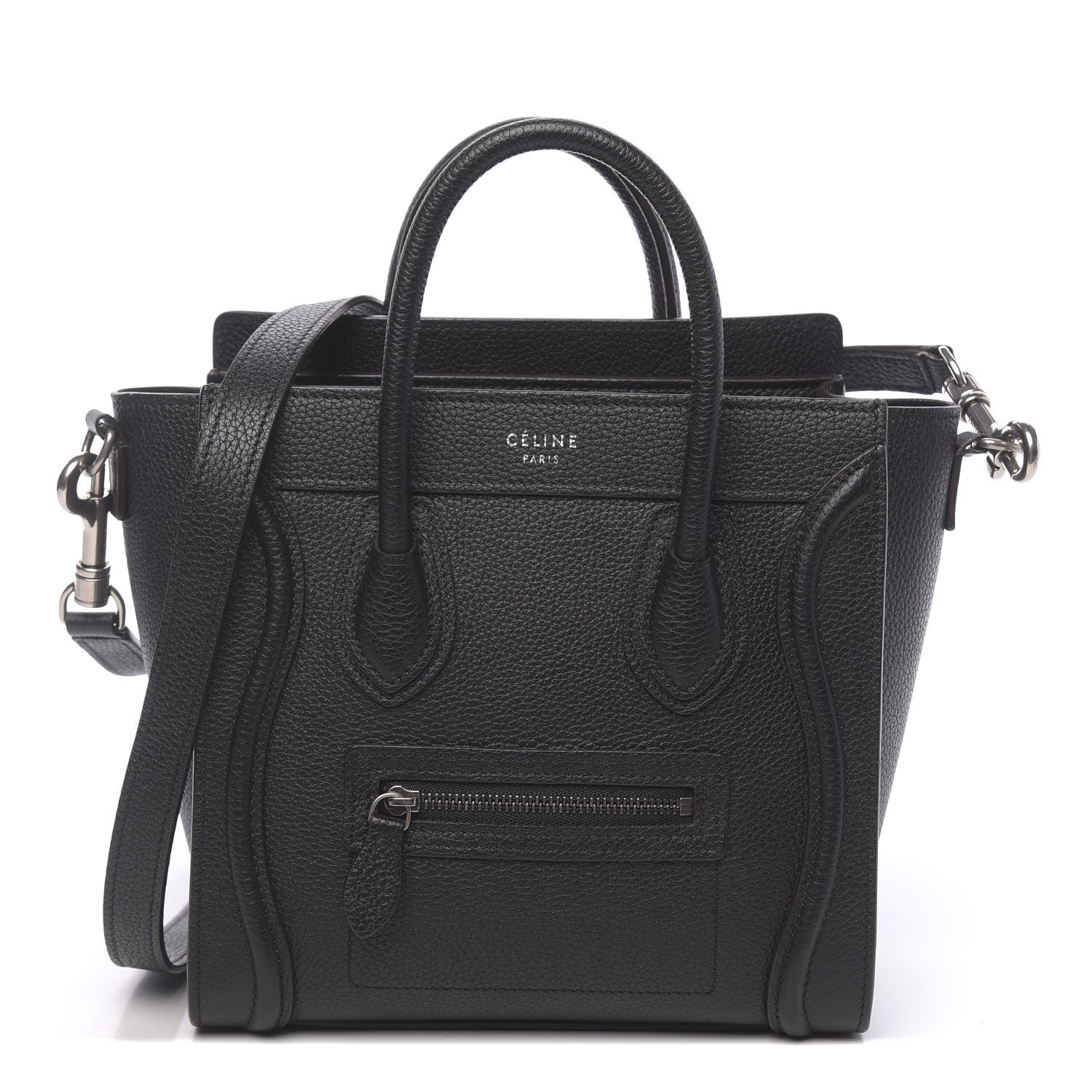 Celine Drummed Calfskin Nano Luggage Black 1 of 10