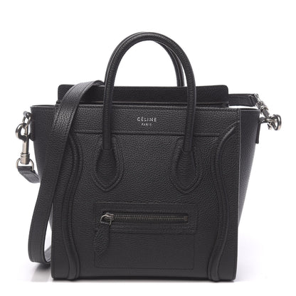 Celine Drummed Calfskin Nano Luggage Black 1 of 10