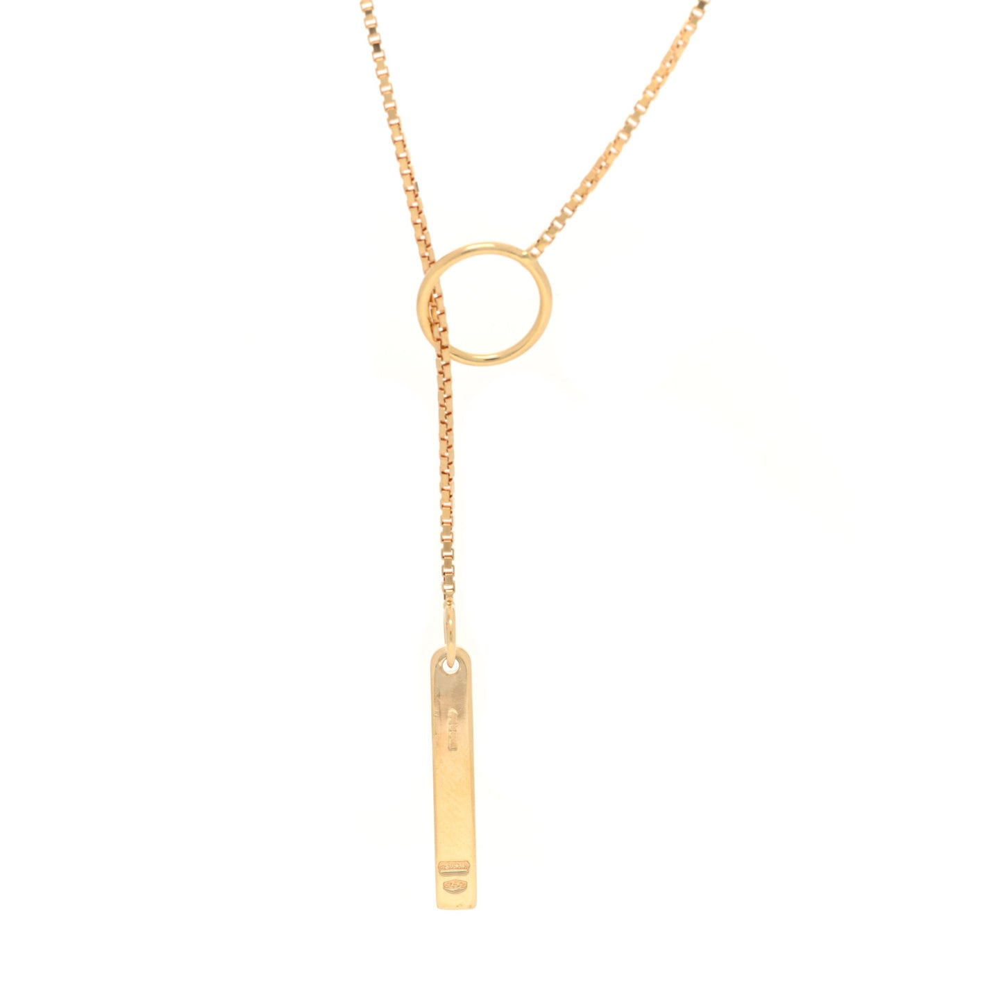 18K Yellow Gold 20mm Lariat Necklace
