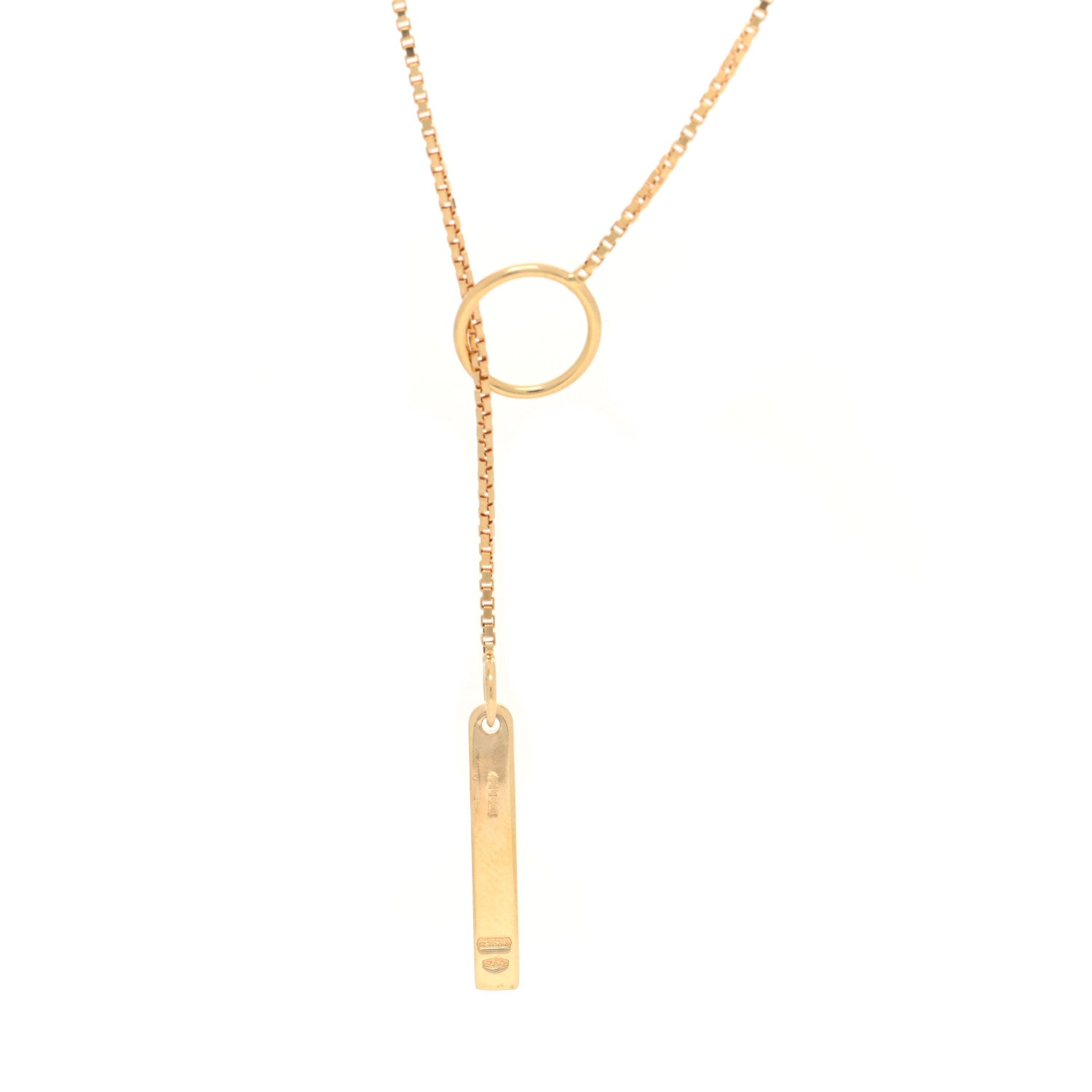 Gucci 18K Yellow Gold 20mm Lariat Necklace 4 of 5