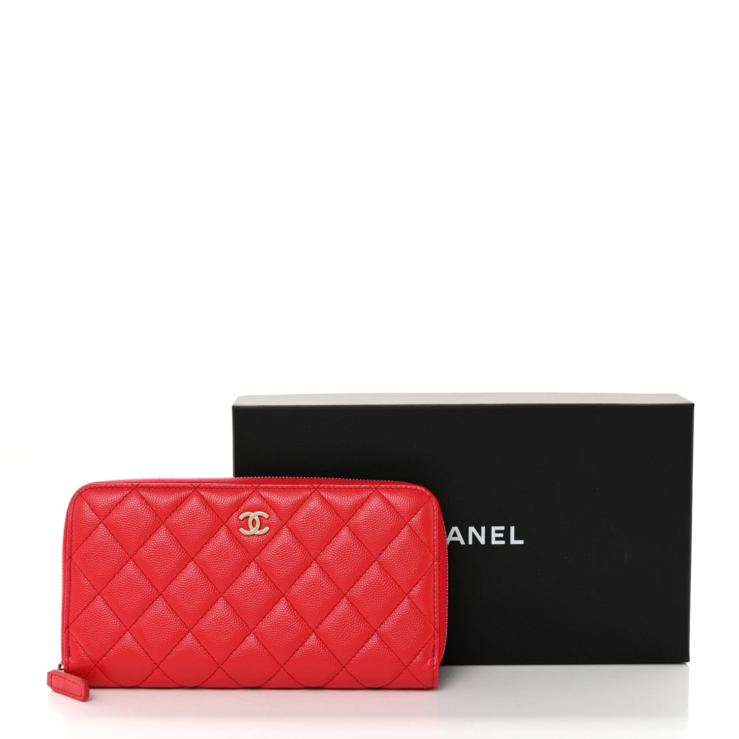Chanel Lambskin Quilted Gusset Zip Around Wallet Red 9 of 9