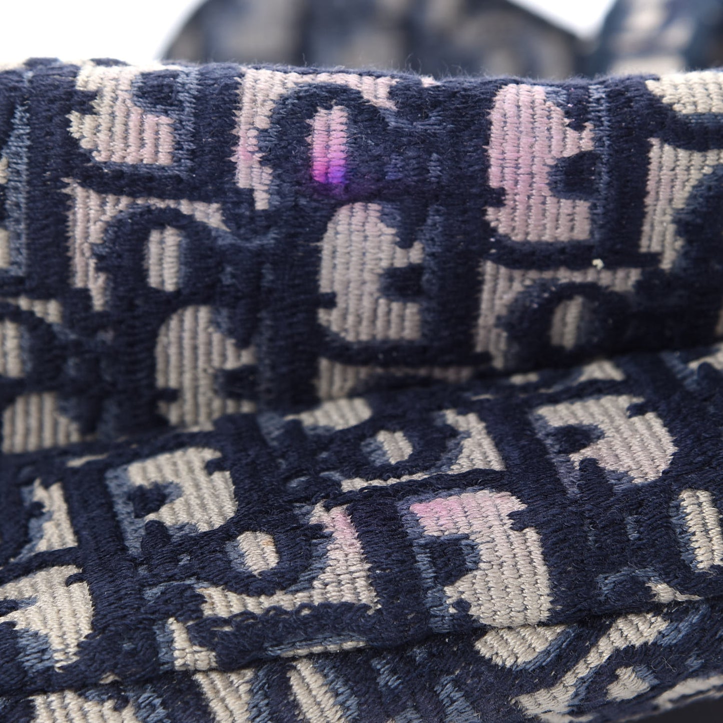 Oblique Embroidered Saddle Bag Blue