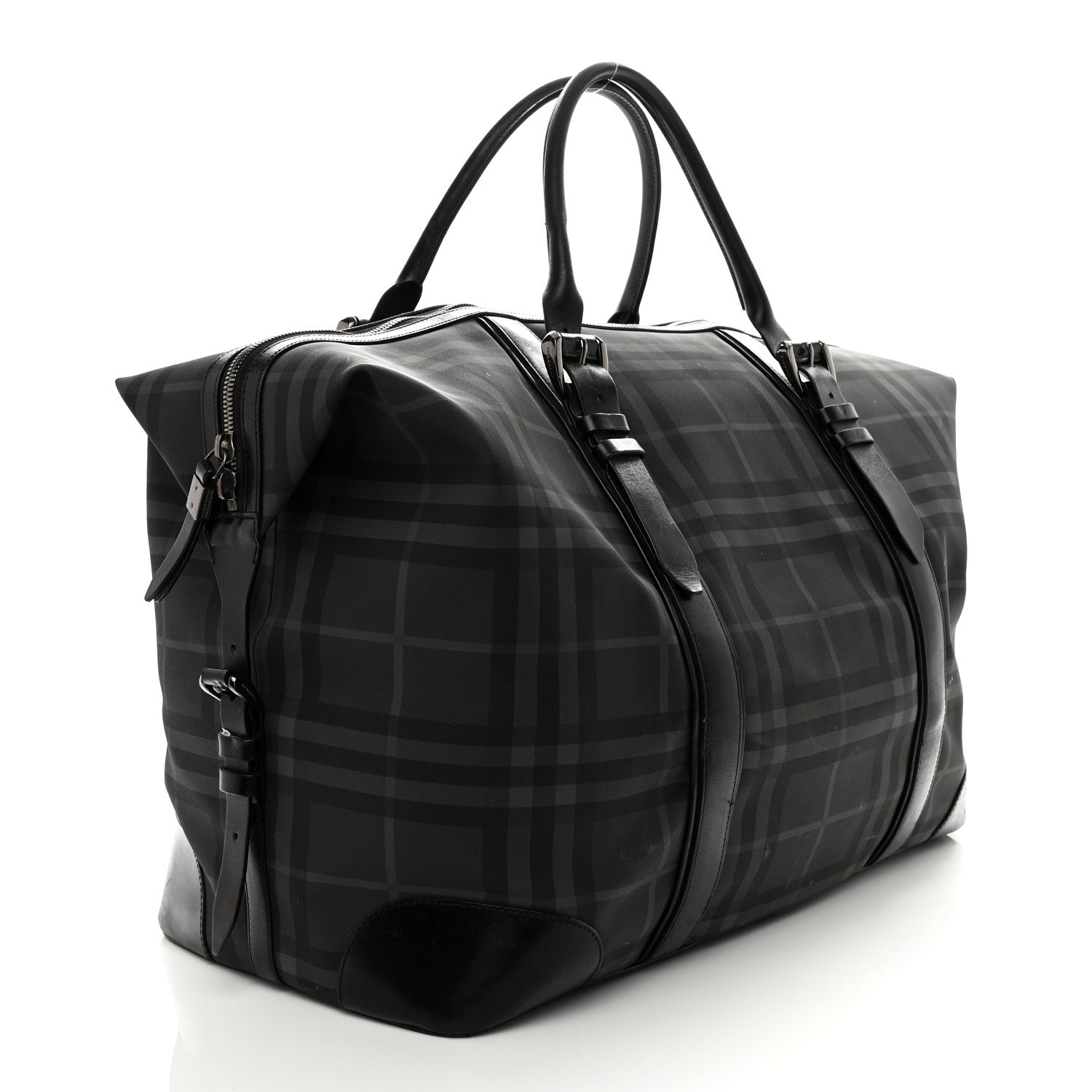 Burberry Nylon Smoked Check Weekend Duffle Bag Black 2 of 18