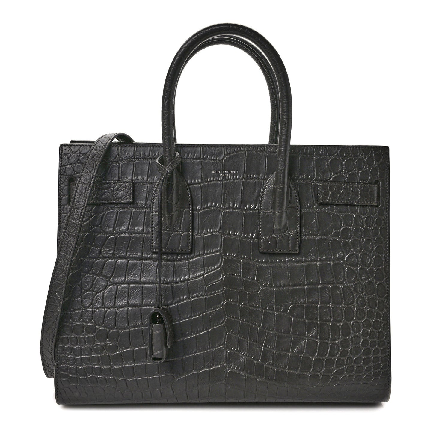 Calfskin Crocodile Embossed Small Sac de Jour Fog