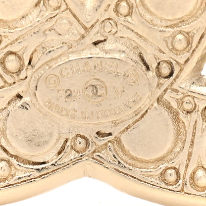 Chanel Metal Crystal Graduated Pearl CC Brooch Gold 4 of 5