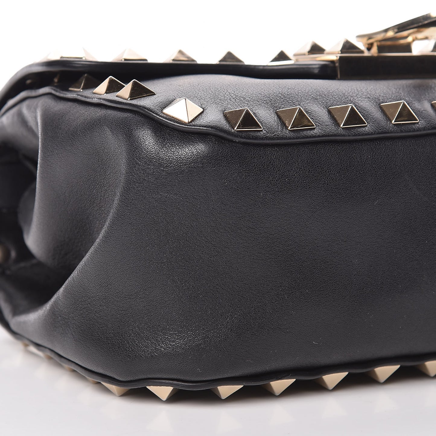 Vitello Mini Rockstud Flap Saddle Crossbody Bag Black