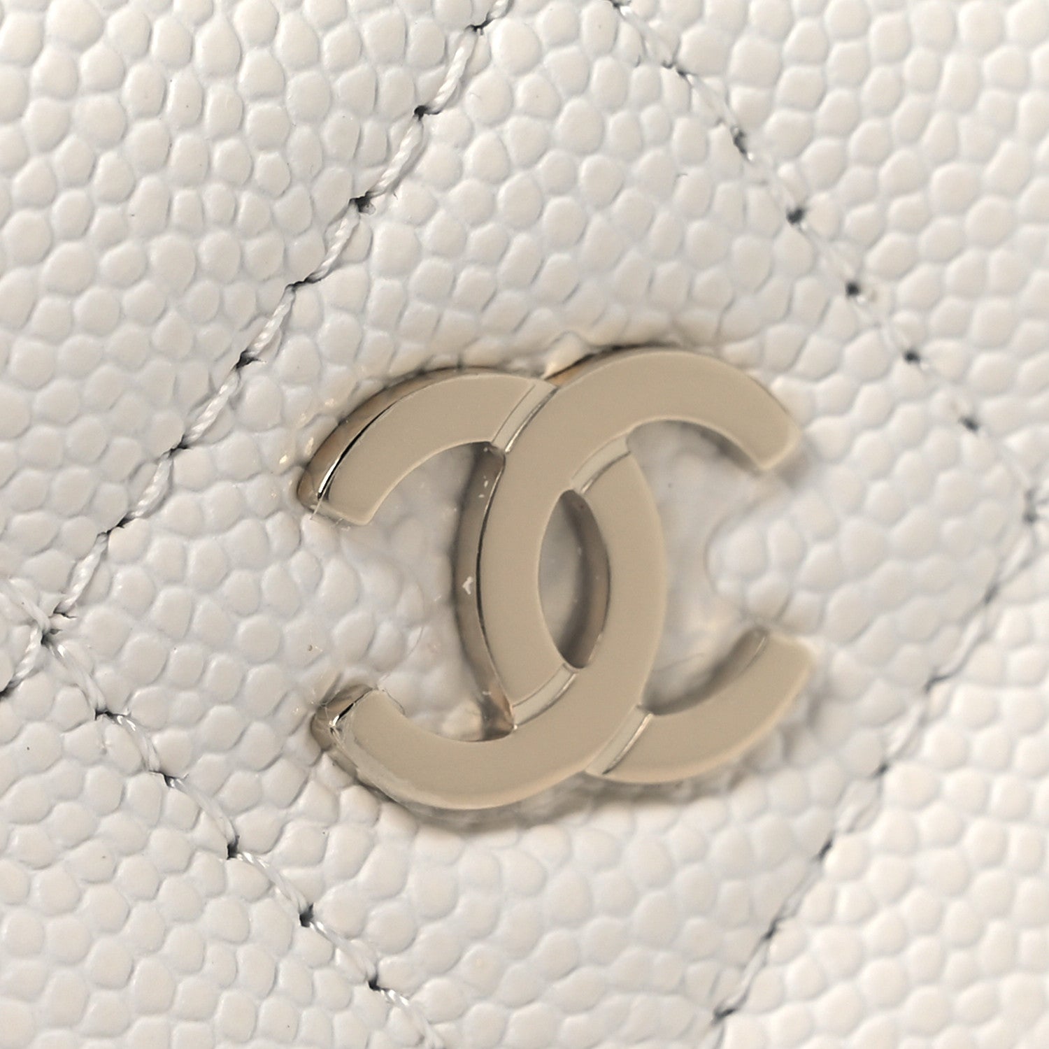 Chanel Caviar Quilted Zip Card Holder Wallet White 14 of 16
