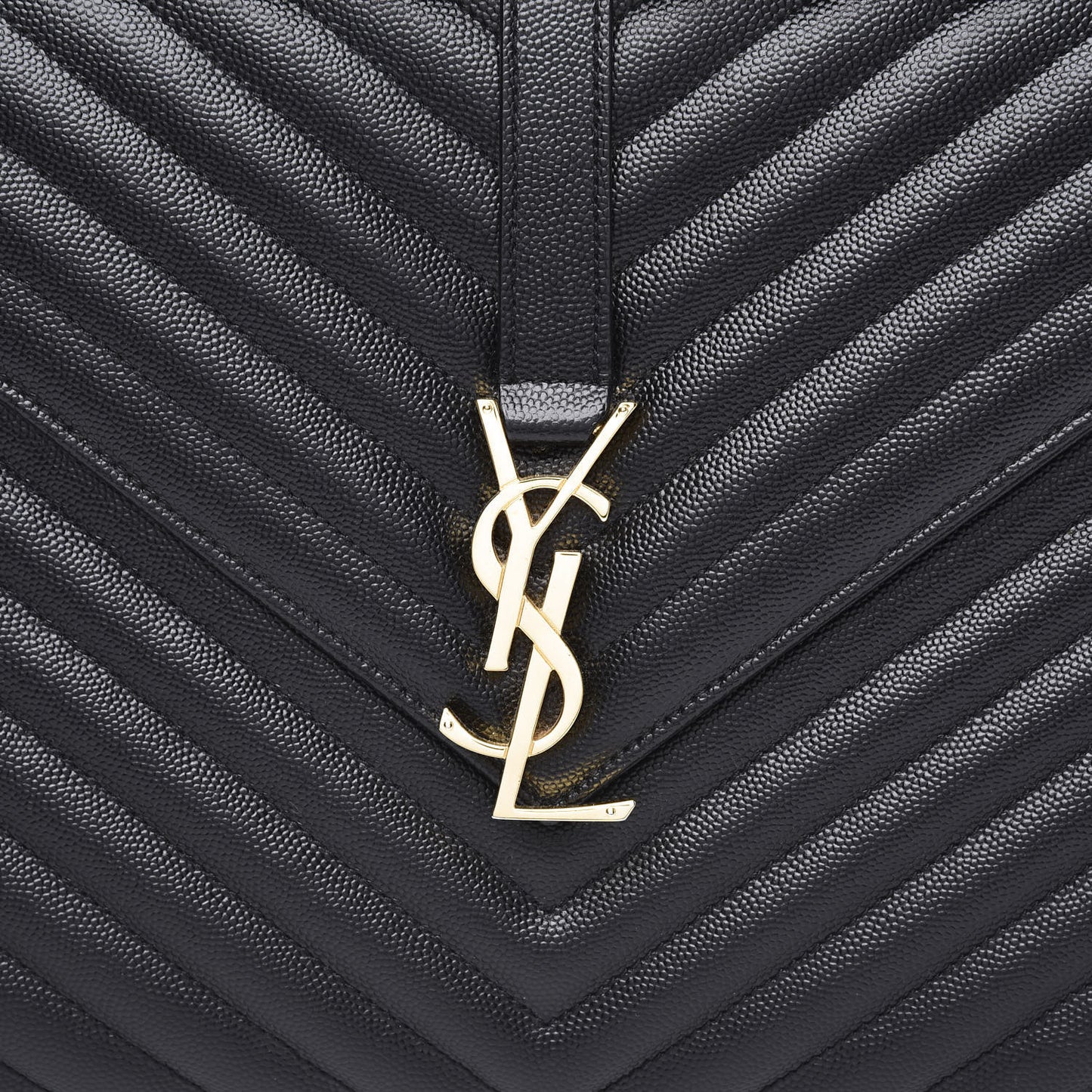 Grain De Poudre Matelasse Chevron Large Monogram Satchel Black