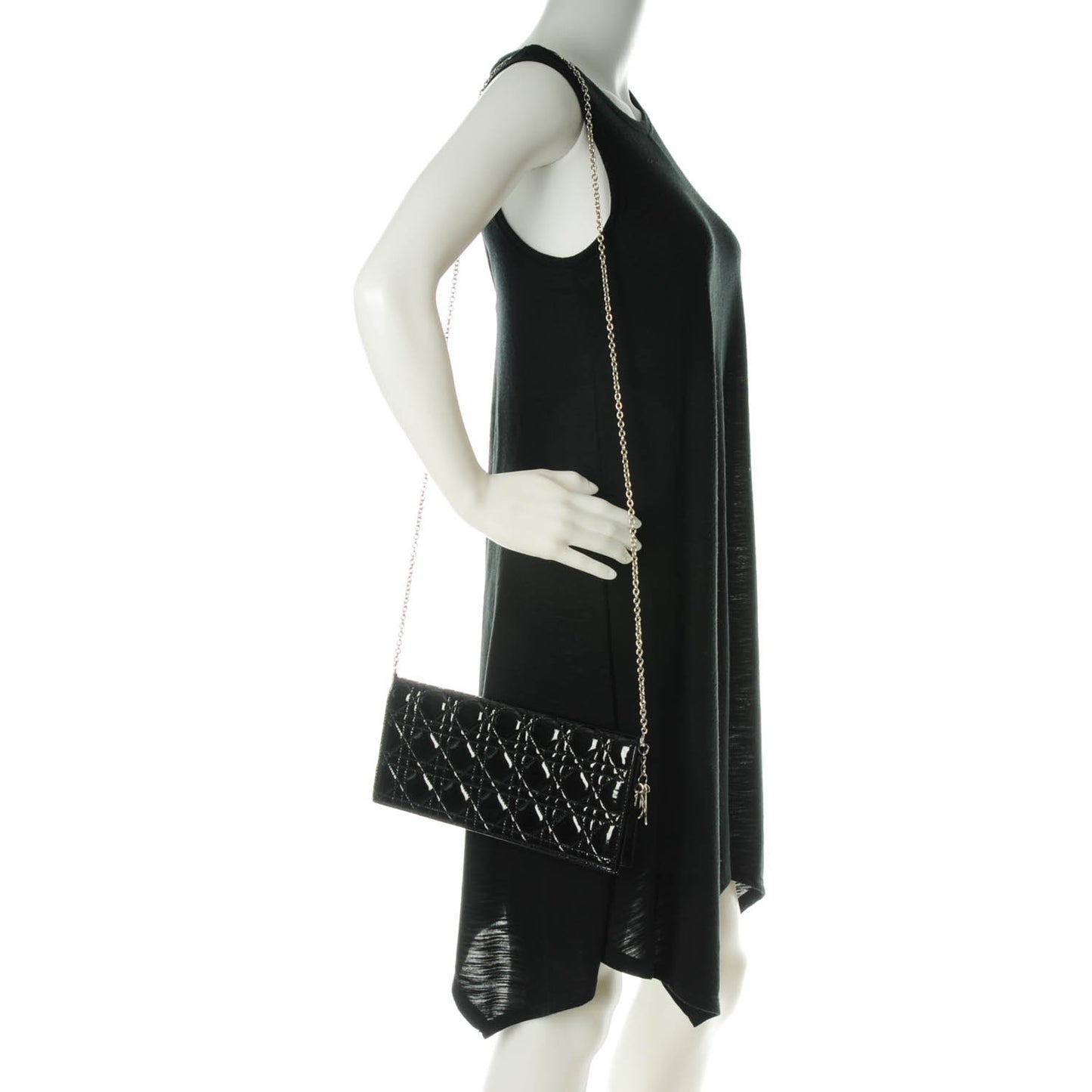 Patent Cannage Lady Dior Convertible Clutch Black