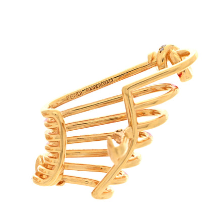 Fendi Metal Resin Crystal Filo Ear Cuffs Gold Orange 4 of 5