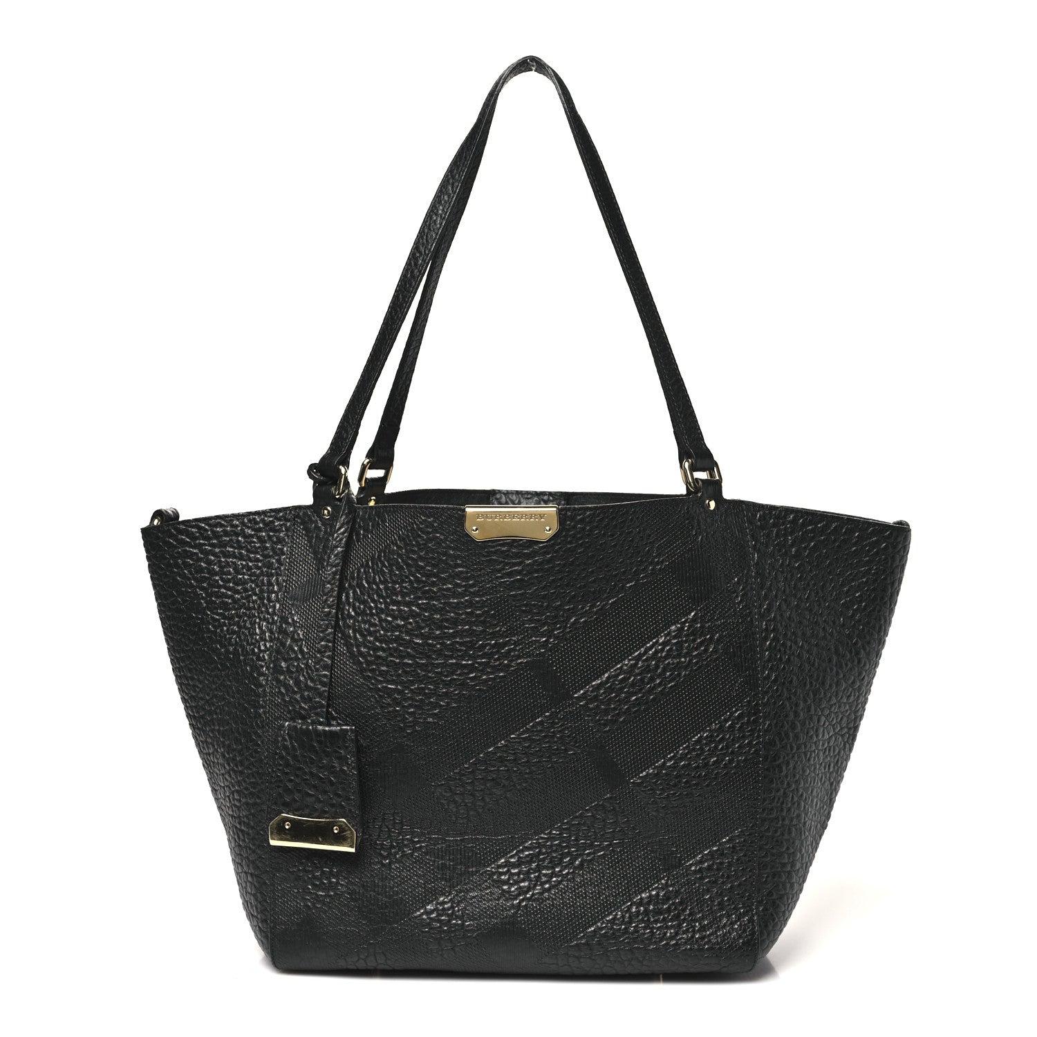 Burberry Heritage Grain Check Embossed Medium Dewsbury Tote Black 1 of 12