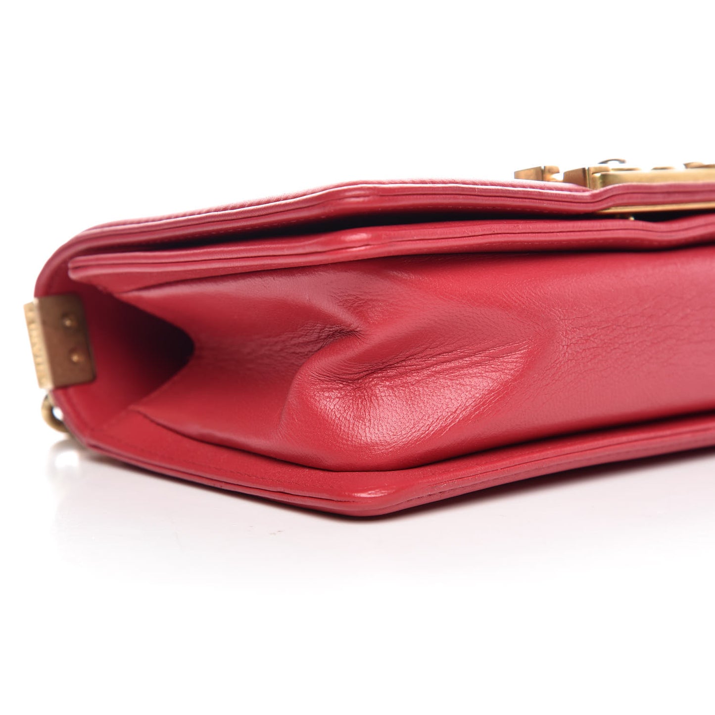 Lambskin Quilted Small Boy Flap Red