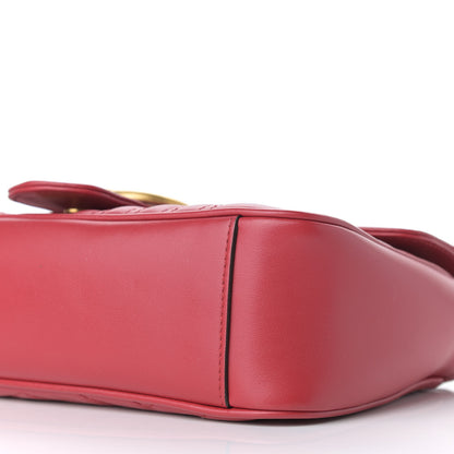 Gucci Calfskin Matelasse Small GG Marmont Shoulder Bag Hibiscus Red 9 of 11