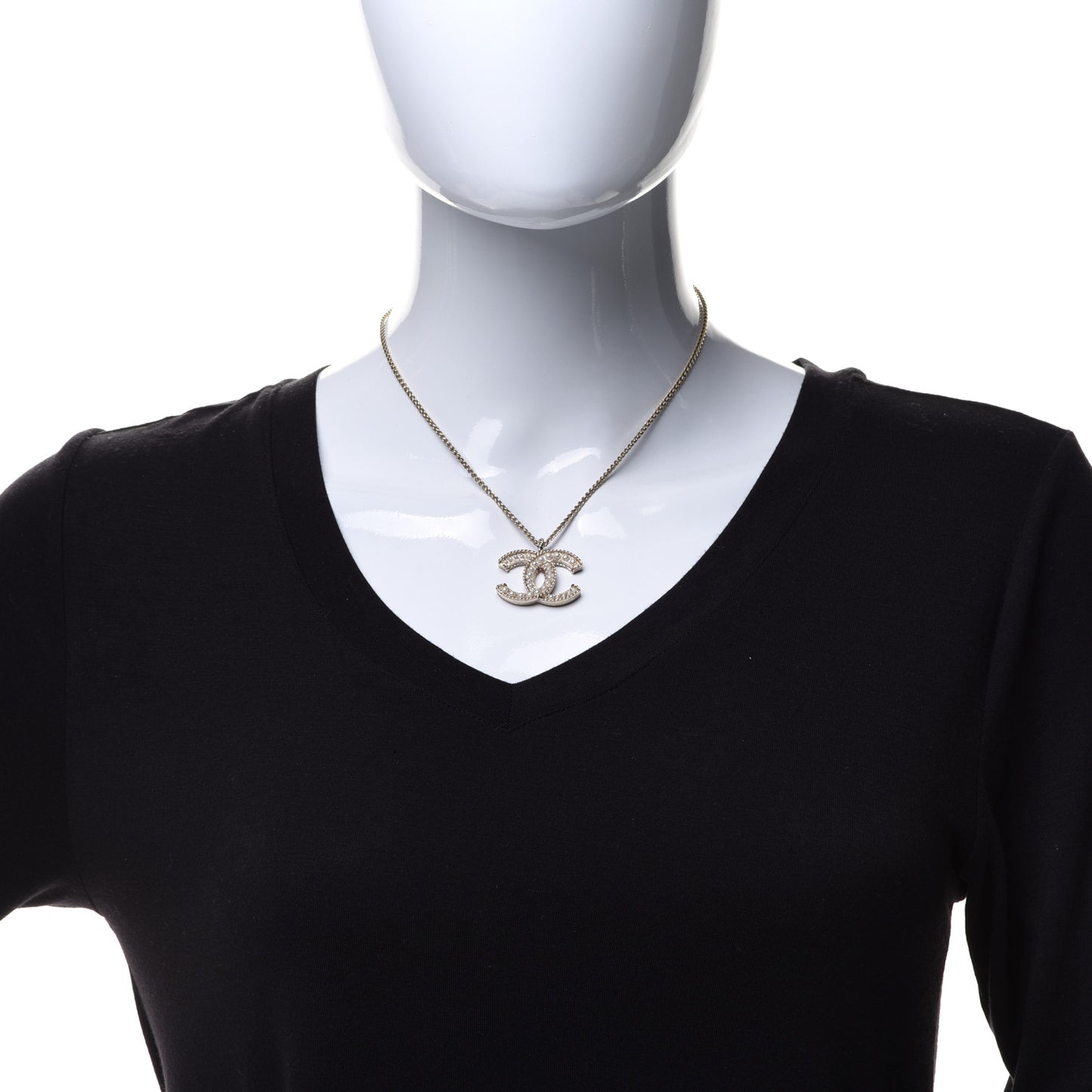 Pearl CC Pendant Necklace Gold