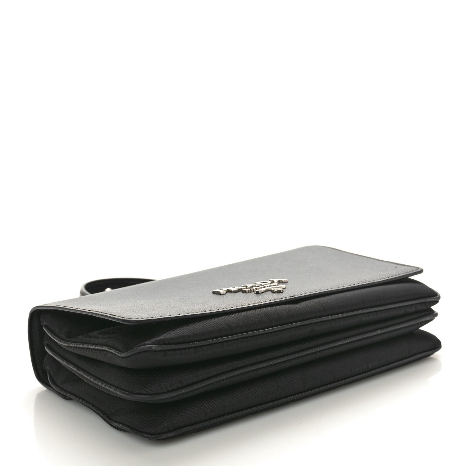 Prada Saffiano Tessuto Nylon Chain Shoulder Bag Black 4 of 10