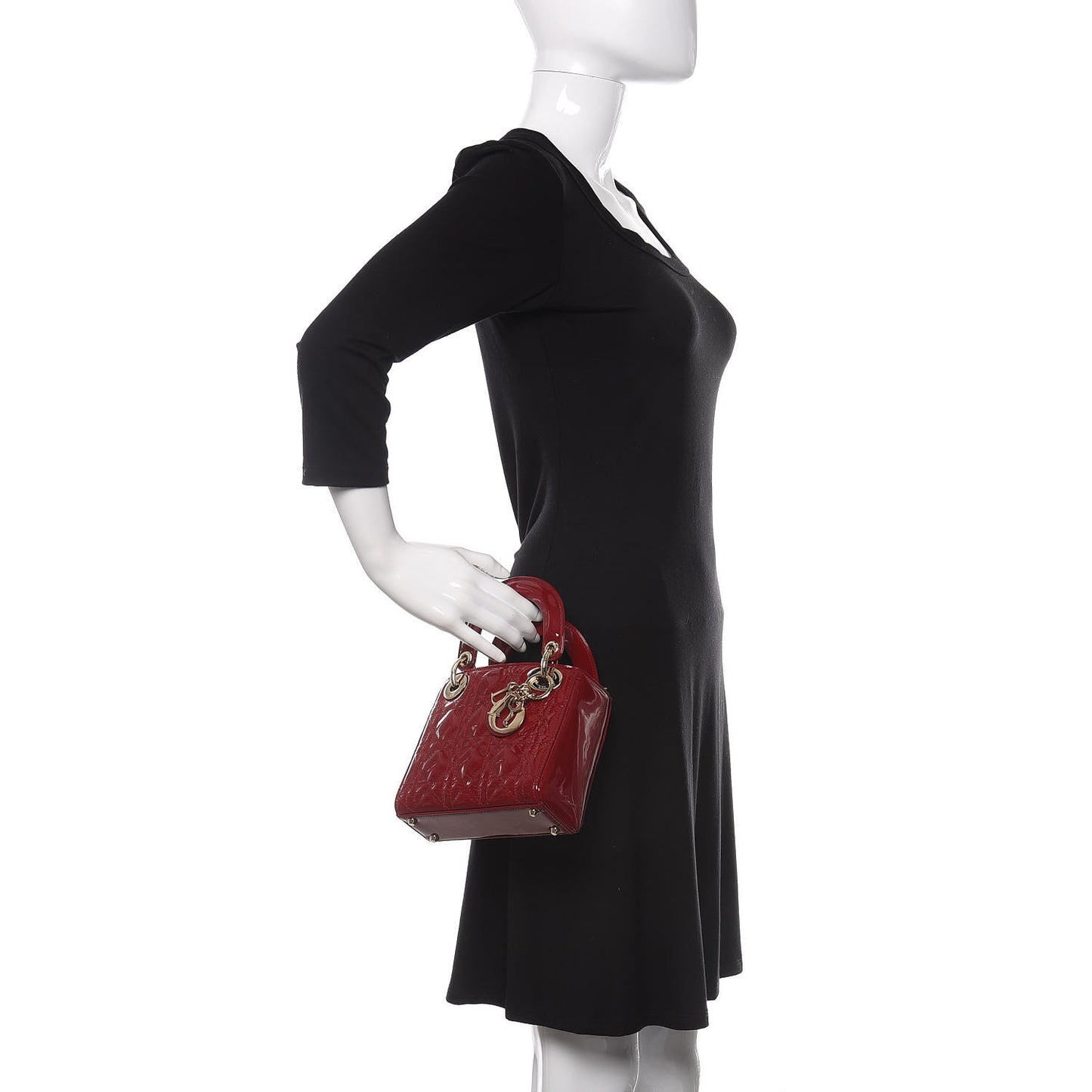 Patent Cannage Mini Lady Dior Red