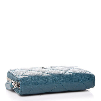 Chanel Caviar Quilted Zip Around Coin Purse Dark Turquoise 4 of 8