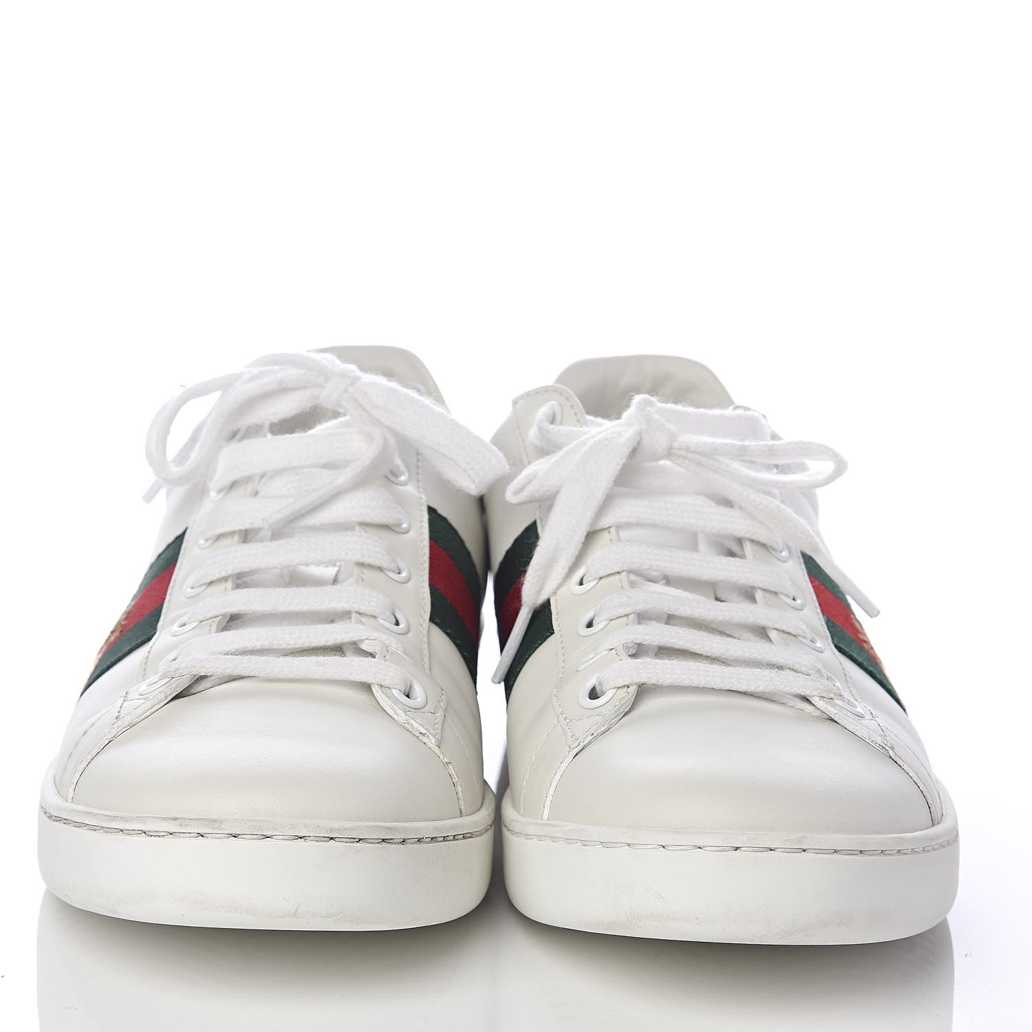 Gucci Calfskin Ayers Web Bee Embroidered Womens Ace Sneakers 39 White 2 of 8