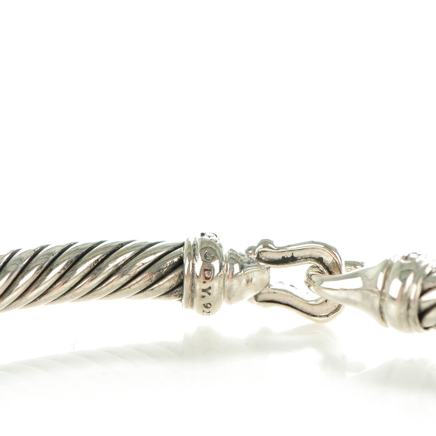 Sterling Silver Diamond 5mm Cable Buckle Bracelet