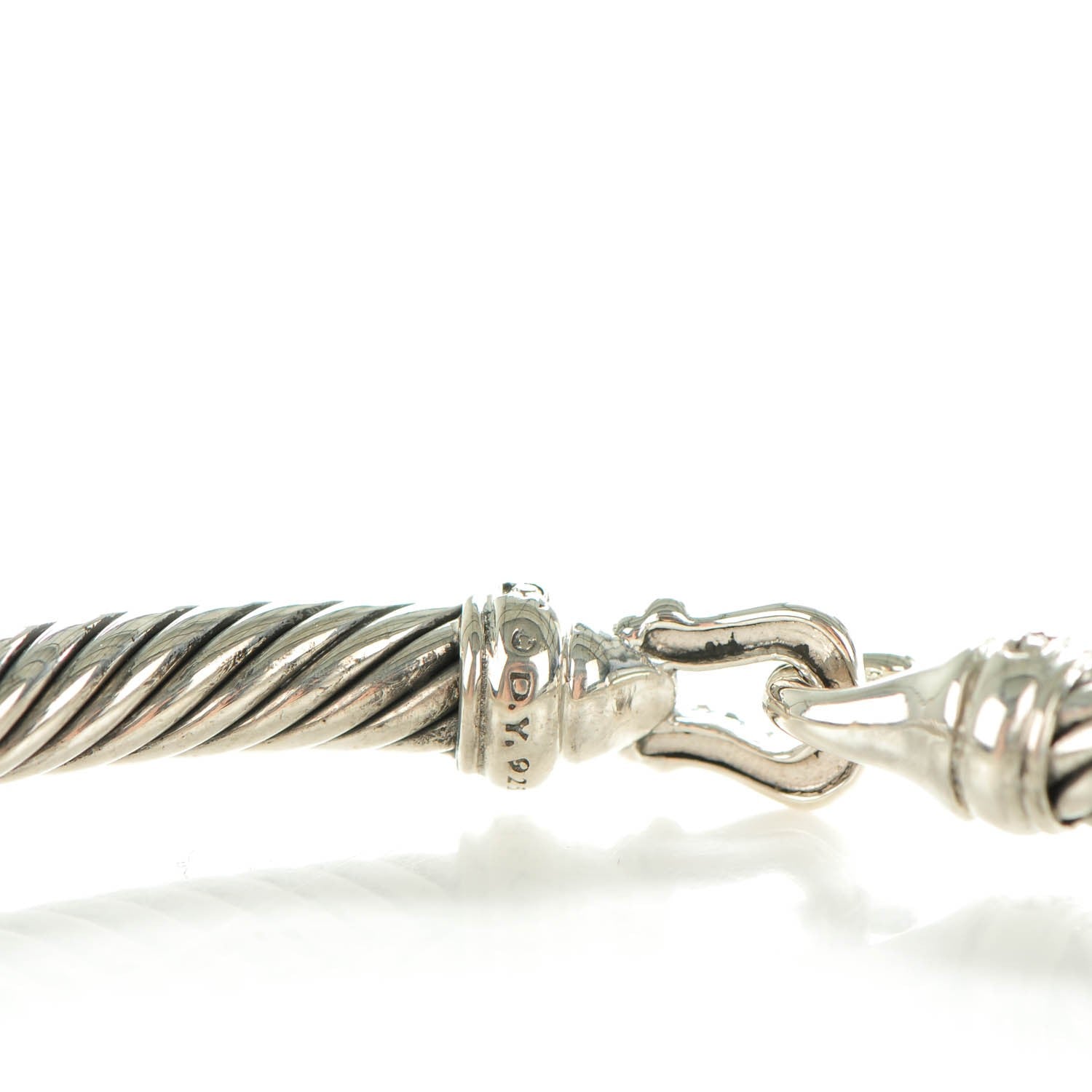 David Yurman Sterling Silver Diamond 5mm Cable Buckle Bracelet 4 of 4