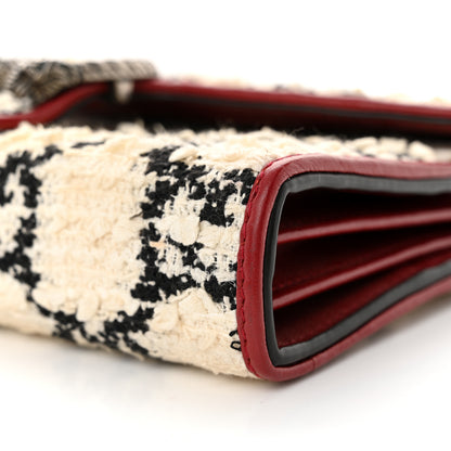 Gucci Tweed GG Monogram Mini Dionysus Chain Wallet White Black Romantic Cherry 10 of 12