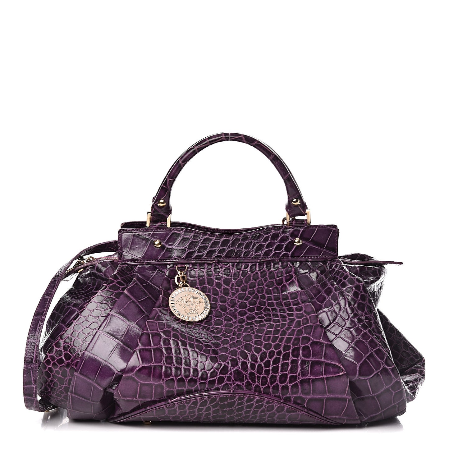 Calfskin Crocodile Embossed Bag Purple