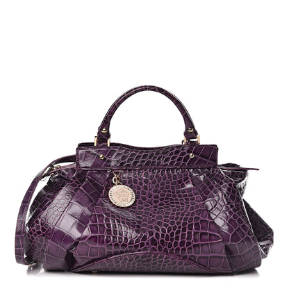 Versace Calfskin Crocodile Embossed Bag Purple 1 of 9
