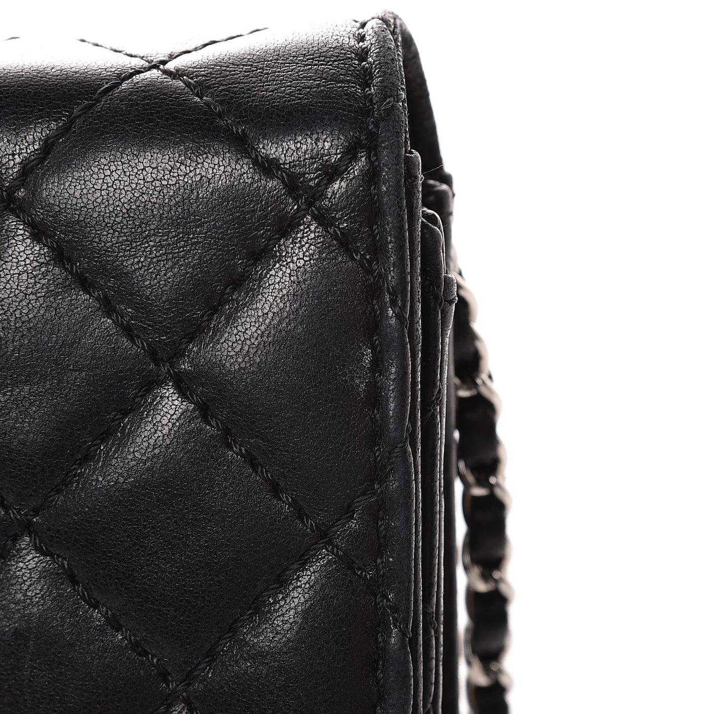 Lambskin Quilted East West Flap Clutch Black