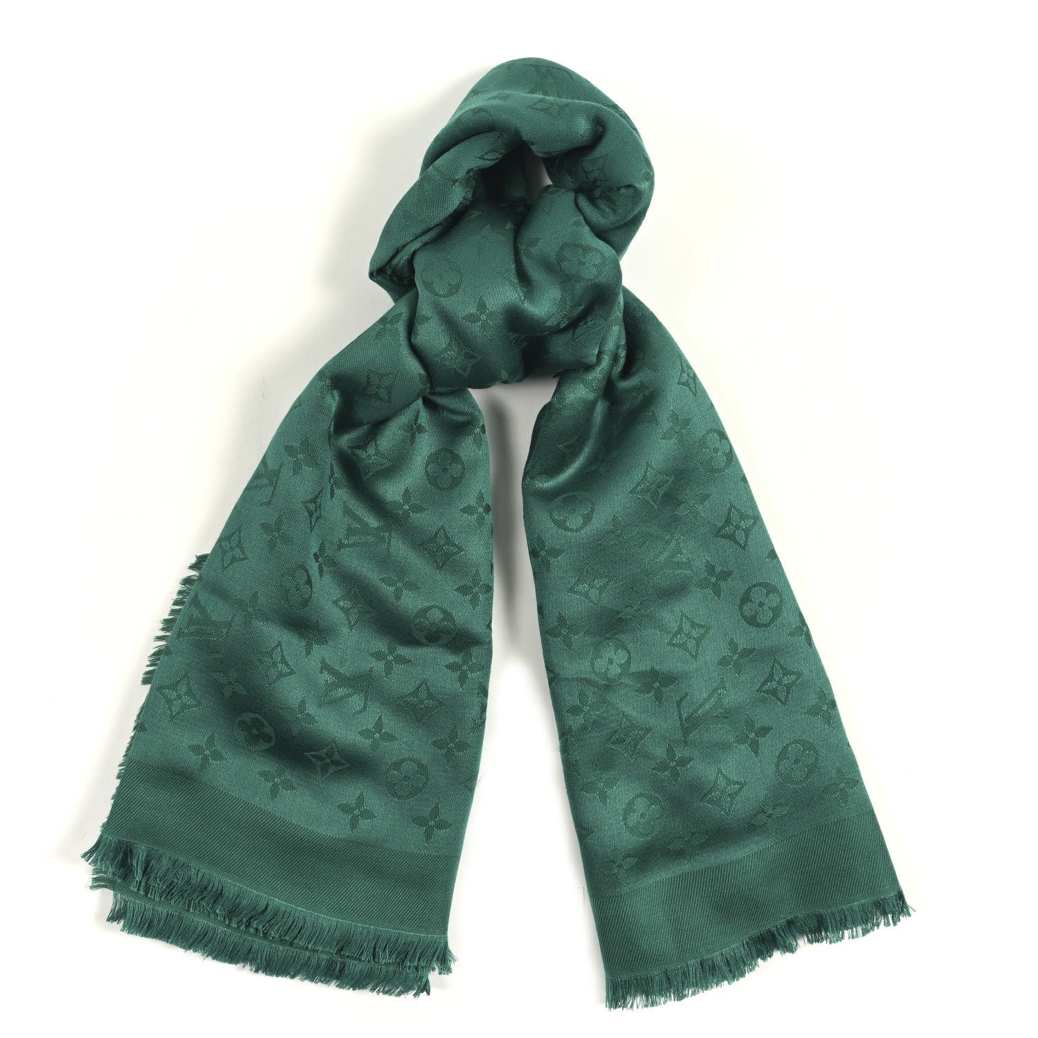 Louis Vuitton Silk Wool Monogram Shawl Green 1 of 3