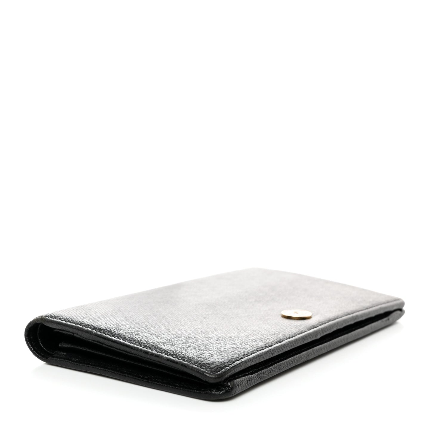 Grained Calfskin CC Button Yen Wallet Black