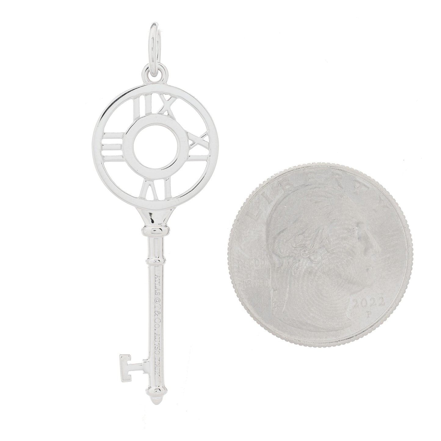 18K White Gold Diamond Atlas Key Pendant