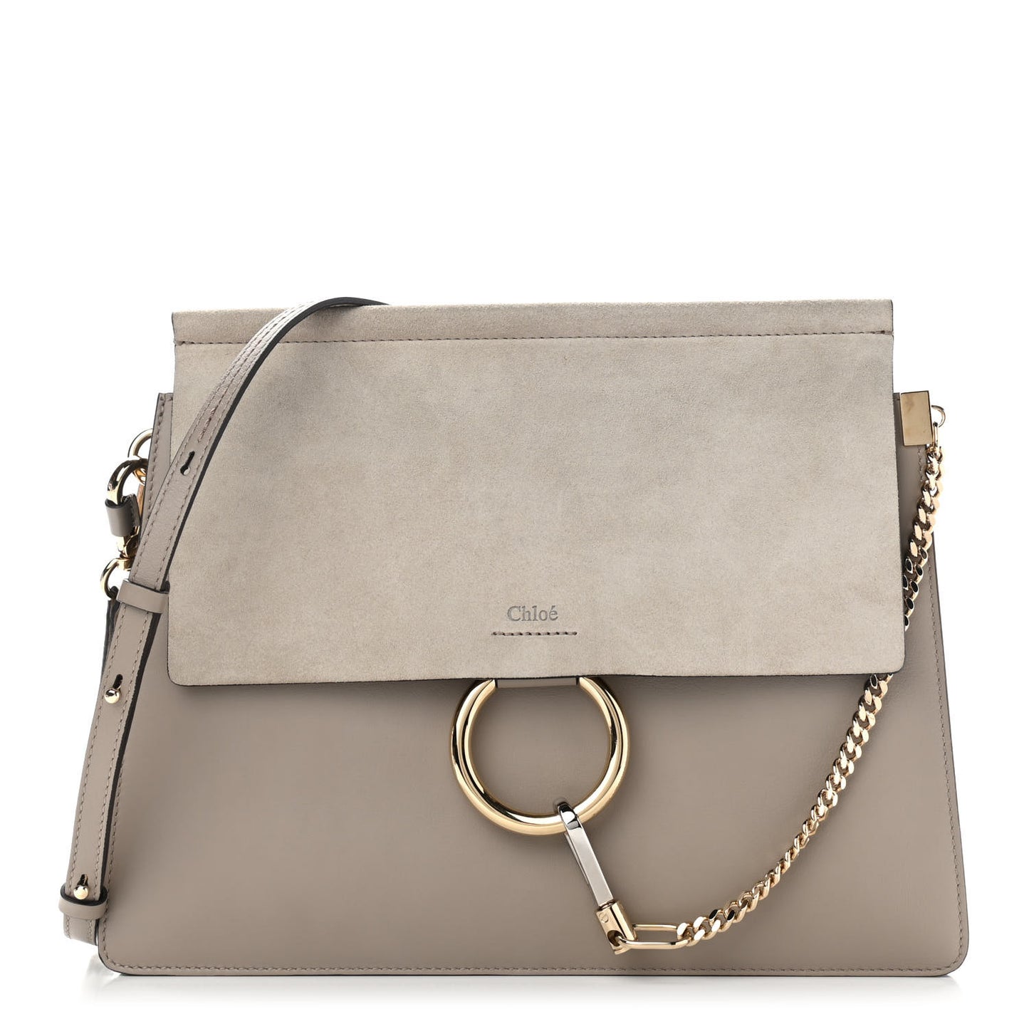 Calfskin Suede Medium Faye Shoulder Bag Motty Grey